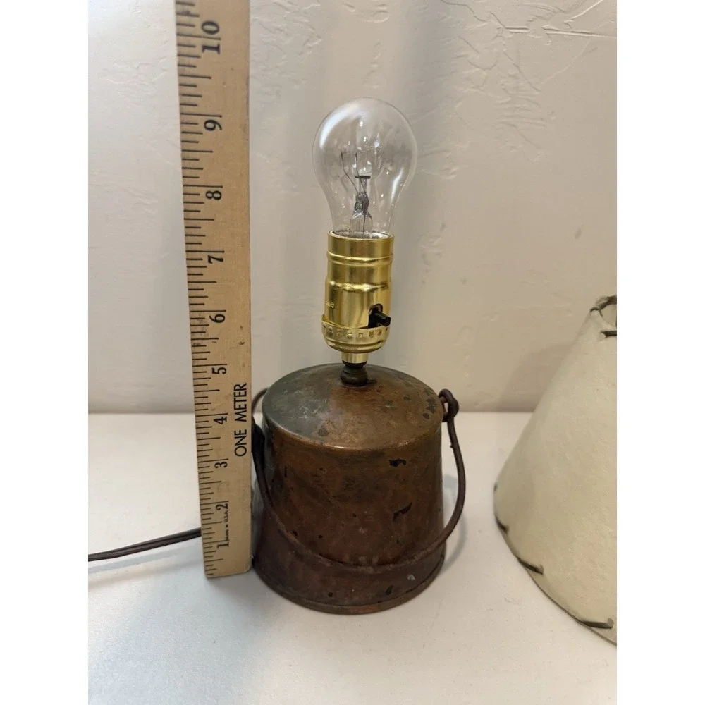 Vintage Solid Copper Lamp With Shade  Art 9